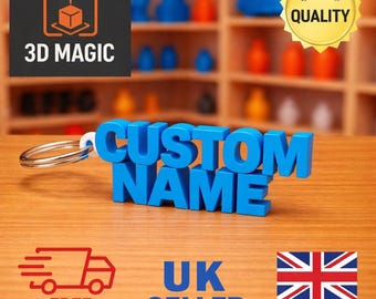 Personalised Name Keychain for School Bag – Pencil Case – Custom 3D Printed Keyring – Birthday Gift for Kids – Cute Custom Bag Charm