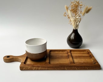 Handmade Wooden Sectional Serving Board: Tea, Biscuits & Snacks