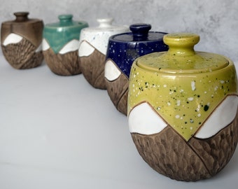 Ceramic sugar bowl  “Mountains” 500 ml, coffee tea set, handmade sugar bowls 500ml