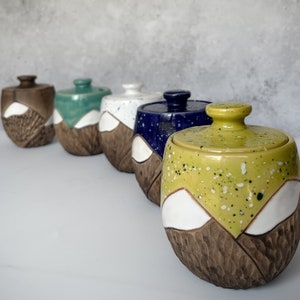 Ceramic sugar bowl  “Mountains” 500 ml, coffee tea set, handmade sugar bowls 500ml