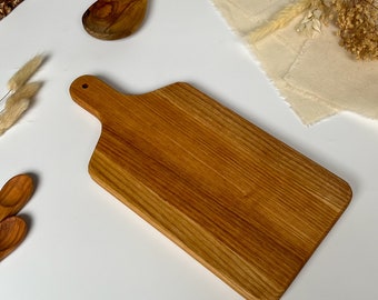Handmade Wooden Serving Board with Handle: Solid Wood Snack Platter