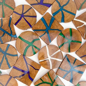 Colour resin wood coasters set handmade coasters epoxy color river wooden coaster