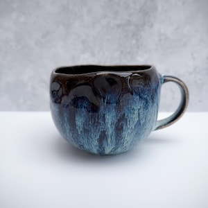 Keramik Tasse 450ml blau Farbverlauf Kaffeebecher Teetassen Keramik handgemachte Teetasse Blumen Kaffeetasse Geschenk für sie Geschenk für Zuhause