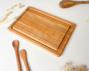 Handmade Solid Wood Serving Board: Coffee, Cake, Cheese Platter (30cm x 20cm)