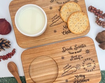 Engraved Christmas Santa Treat Board: Milk & Cookie Serving Tray