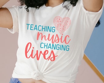Camicia insegnante di musica / T-shirt musicale / T-shirt musicista / Camicia musicale da donna carina / Regalo per insegnante di musica / Regalo per donne / Camicia didattica