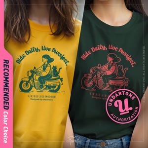 Camiseta de gato motero para mujer, estilo japonés, estilo motociclista, estilo motociclista, estilo gato femenino, estilo motociclista