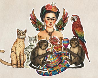 Frida Paper Doll Printable, Mexican Collage Sheets, Junk Journal Ephemera, DIY Articulated Doll Digital Download 55