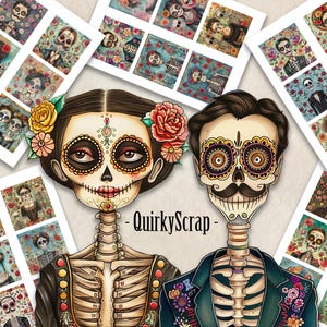 Day of the Dead Junk Journal Printable Ephemera Dia de los Muertos Digitale Karten Collage Sheet Sugar Skull Mexikanische Volkskunst Papierbund 6