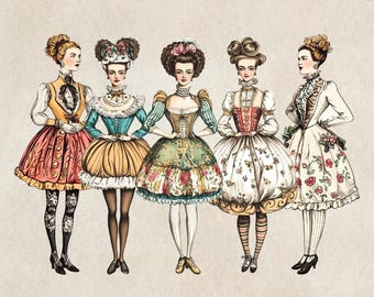 Victorian Paper Dolls, Lady Fussy Cuts, Digital Ephemera, Vintage Printable, Junk Journal Images, Scrapbook Sticker Kit, Collage Sheet 42