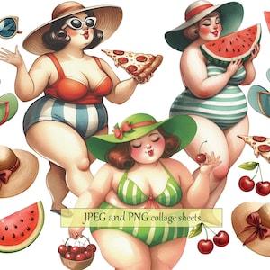 Donne formose in costume da bagno Ragazza taglie forti Immagine PNG, Grafica donna taglie forti, Ragazza in costume da bagno, Uso commerciale gratuito, Foglio Collage Summer Beach