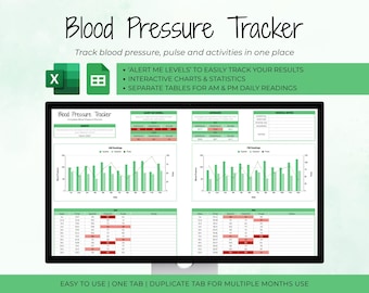 Blood Pressure Tracker Spreadsheet | Pulse Chart (Google Sheets & Excel)