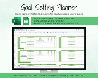 Digitaler Zielplaner: Google Sheets & Excel Template (mit Fortschrittsbalken)