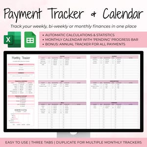 Editable Bill Tracker Spreadsheet | Payment Tracker and Calendar | Personal Finance Monthly Spreadsheet | Google Sheets & MS Excel Template