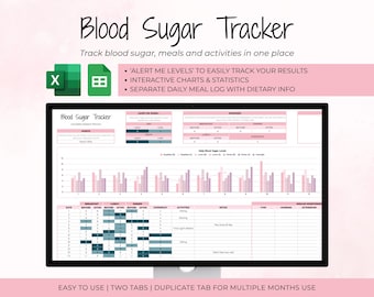 Blutzucker Tracker Tabelle | Diabetische Mahlzeit-Tagebuch (Excel)