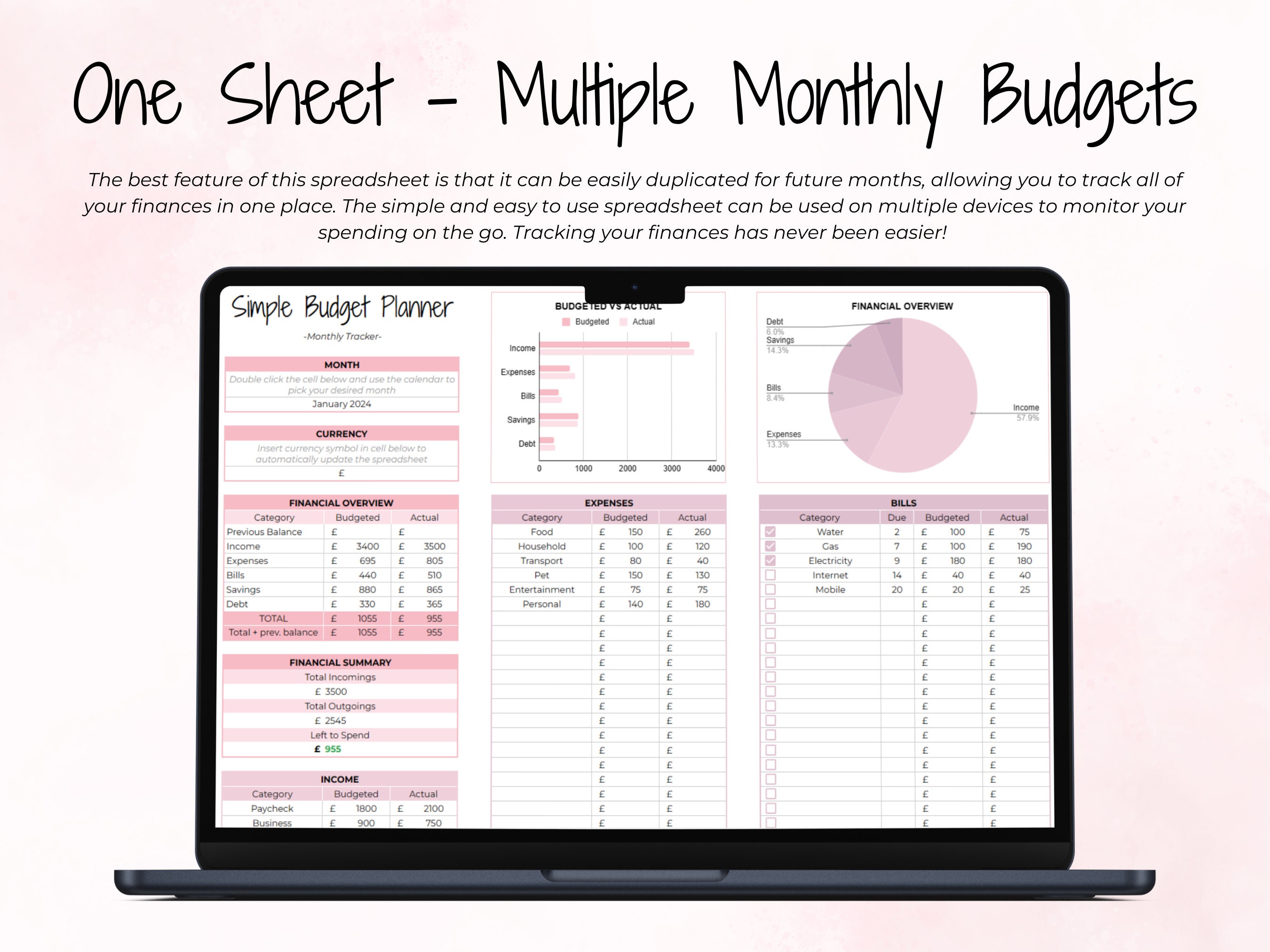 Editable Budget Planner: Google Sheets & Excel Template (digital ...
