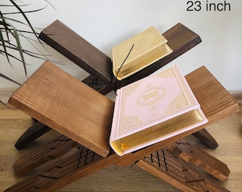 Wooden Quran Holder | Folding Reading Table | Engraved Quran Stand | Bible Stand | Book Reading Stand | Vintage Book Holder | Rahla