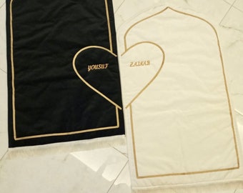 Personalized Romantic 2 Prayer Rug Set for Couples / Love Gift / Heart Designed Two Love Janamaz/Mother Days Gift/Wedding Gift/Birthday Gift