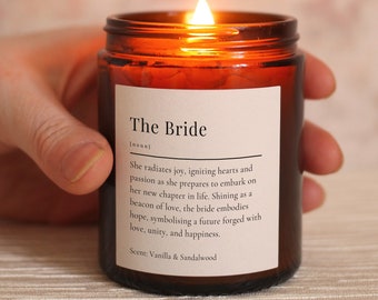Wedding Gift for The Bride, Bride Definition Present, Scented Candle with Matches