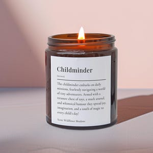 Gift for Childminder, Soy Candle Definition Present