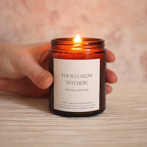 Personalised Soy Wax Candle: Custom Text Gift for Anniversary, Birthday