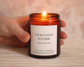 Personalised Soy Wax Candle: Custom Text Gift for Anniversary, Birthday