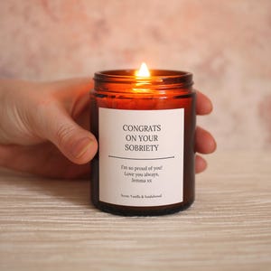 Sobriety Gift Candle: Soy Wax, Congrats on Your Sobriety image 1