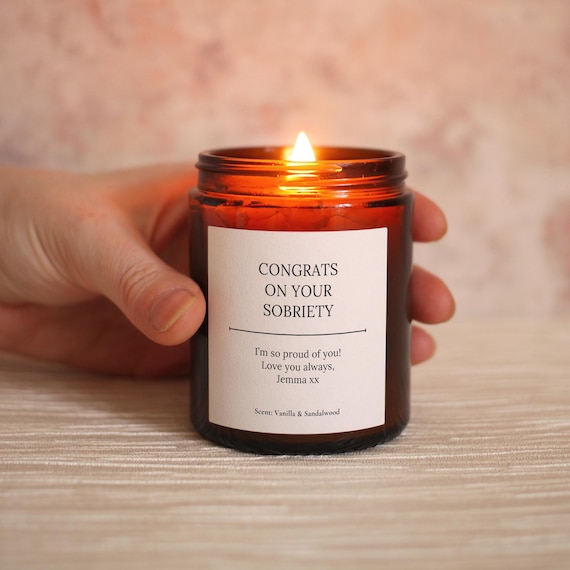 Sobriety Gift Candle: Soy Wax, Congrats on Your Sobriety