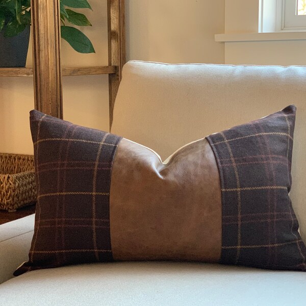 Camel Leather Pillow Etsy