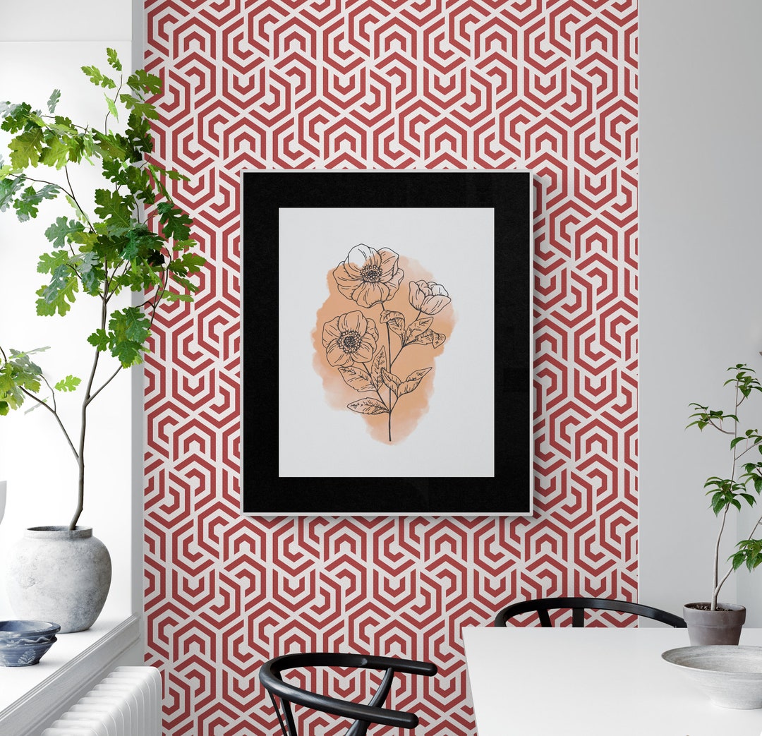Printable Flower Wall Art, Flower Art Print, Flower Minimal Home Line ...