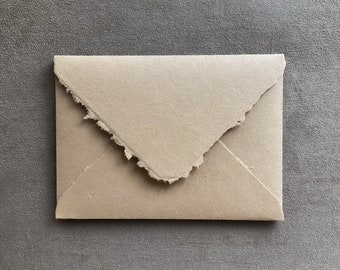 Biscuit DIN B6 Handmade Envelopes · 13 x 18 cm (5.12" x 7.09") · 170 - 225 gsm · 20 pcs · Deckled Edge Cotton Paper · Warm Beige