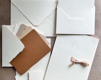 Sample Set Handmade Paper Sheets and Envelopes · Deckled Edge Cotton Paper · &MI Papery Samples