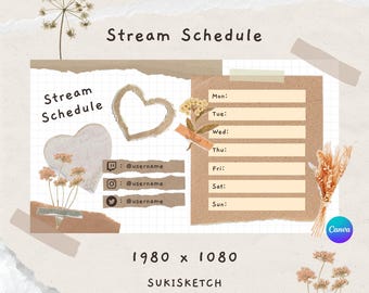 Braun Scrapbook Stream Ablaufplan Vorlage, 7 Tage (Canva bearbeitbar, digitaler Download)