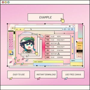 Rosa Retro Windows Stream Template: Bearbeitbares Canva Design (Digitaler Download) Bild 3