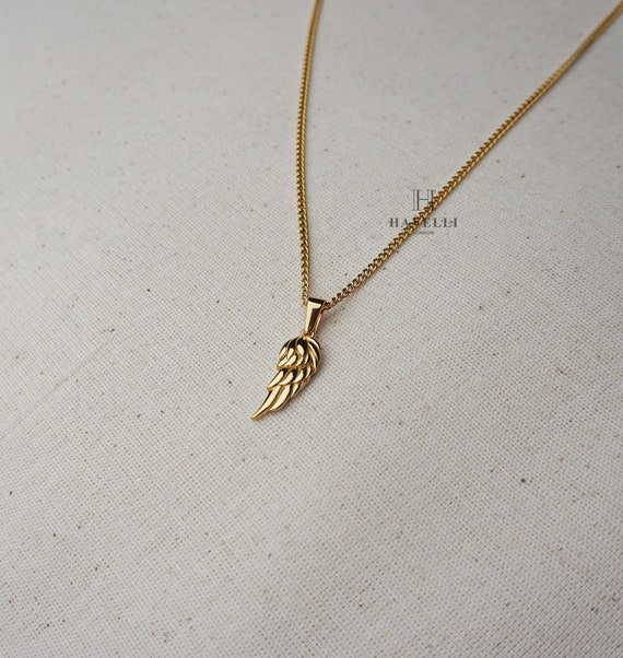 Mens gold deals angel wing necklace