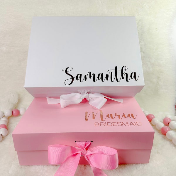 Custom Gift Box, Personalized Bridesmaid Gift Box With Name, Maid of Honor Proposal, Wedding Gift, Empty Box