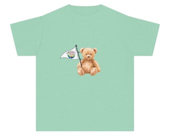 バナーキャンプ｜旗を持ったクマのユースTシャツ