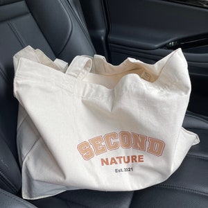 Extra Large Recycled Canvas Tote Bag | College Style Logo | Reusable | Everyday style