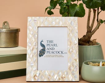 Mother of Pearl Photo Frame in White