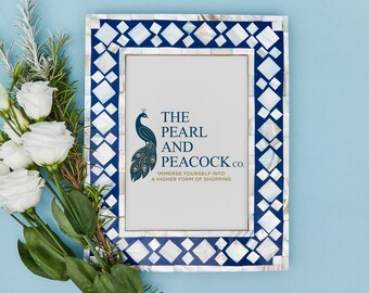 Mother of Pearl Photo Frame in Blue & White