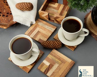 Wooden Coasters In An Intricate Pattern  - Set of 6