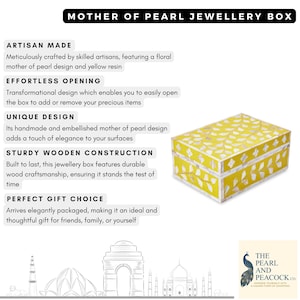 Handmade Mother of Pearl Decorative Box for Jewellery and Keepsakes in Yellow image 4