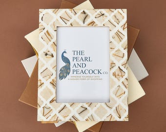Mother of Pearl Photo Frame in Cream, White and Brown