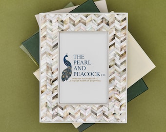 Mother of Pearl Photo Frame in Gold, Silver & White