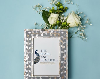 Mother of Pearl Photo Frame in Grey & White
