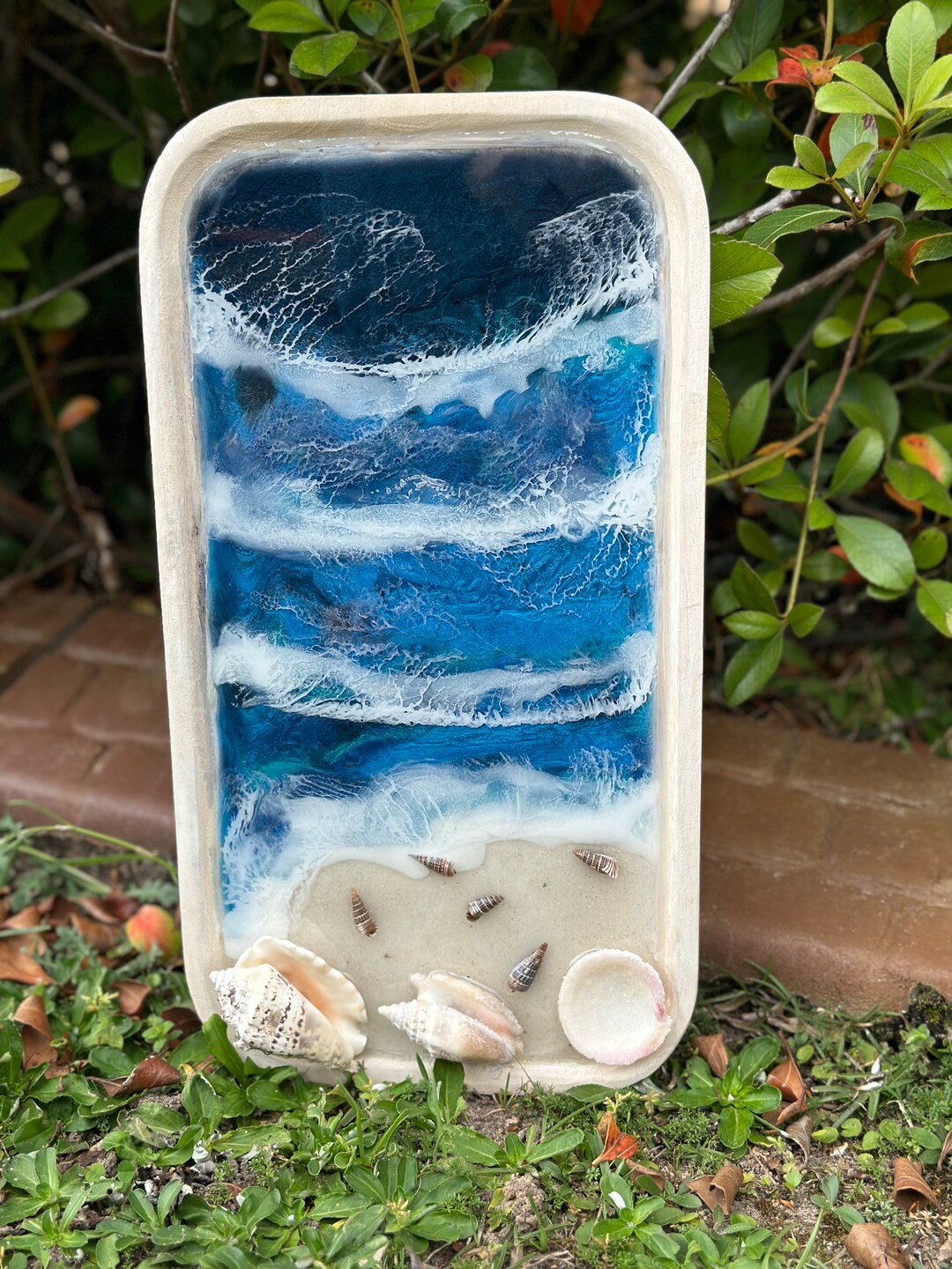Ocean Beach Resin Shallow Tray With Shells - Etsy