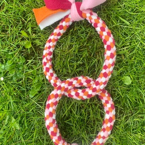 Design your own large double ring dog tug toy. rope toys for dogs made from high quality plaited strong fleece sourced from local businesses