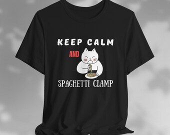 Rolig katt som äter spaghetti, söt kattälskare gåva