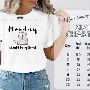 Rolig katttröja, måndag borde vara valfritt t-shirt, söt katttröja, lat måndag-tröja, humoristisk t-shirt, helgvibbar-tröja bild 8