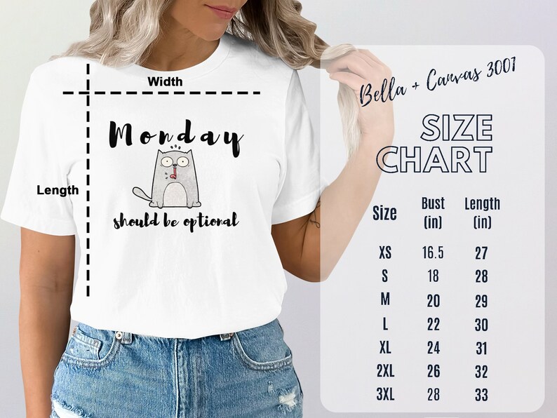 Rolig katttröja, måndag borde vara valfritt t-shirt, söt katttröja, lat måndag-tröja, humoristisk t-shirt, helgvibbar-tröja bild 8